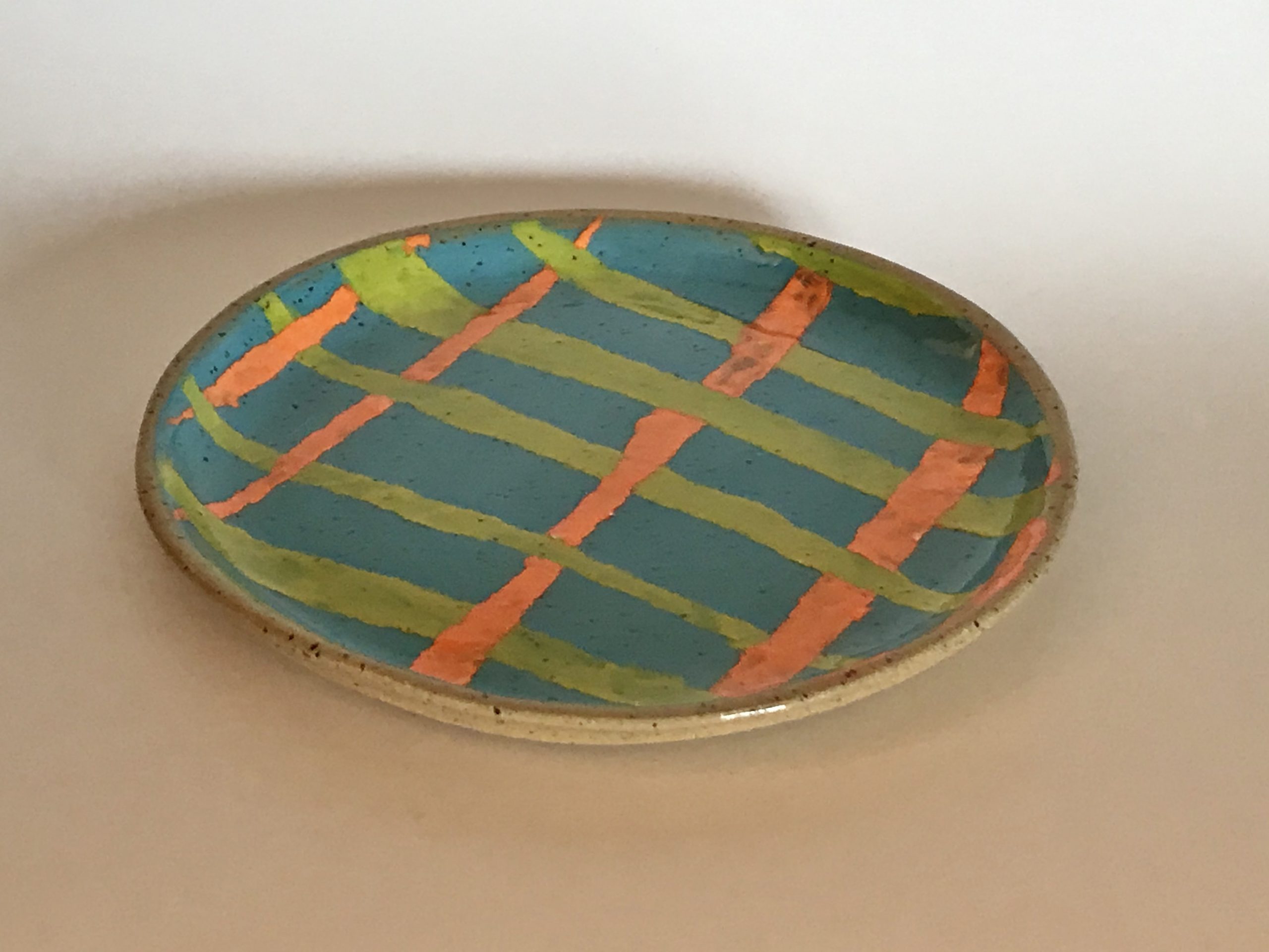 ceramic striped plate.